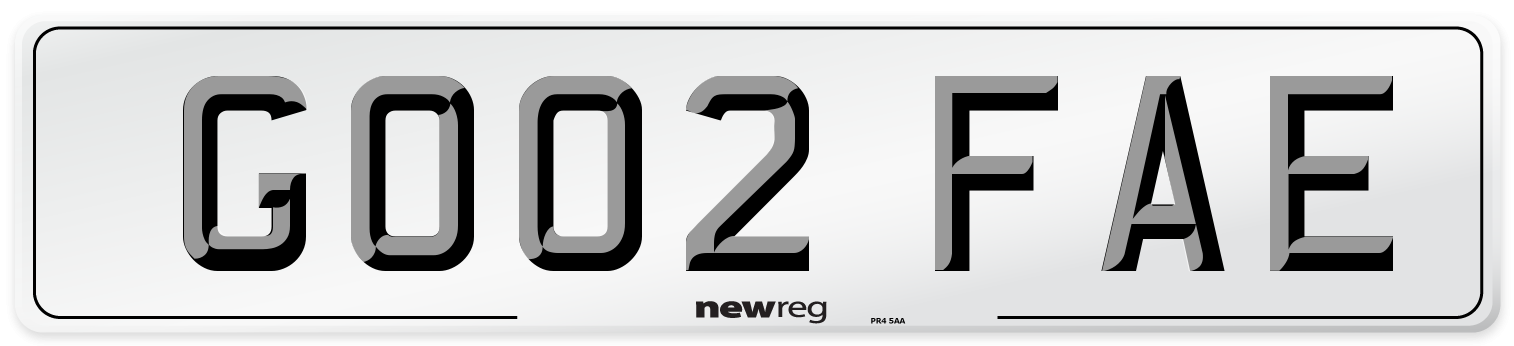 GO02 FAE Number Plate from New Reg